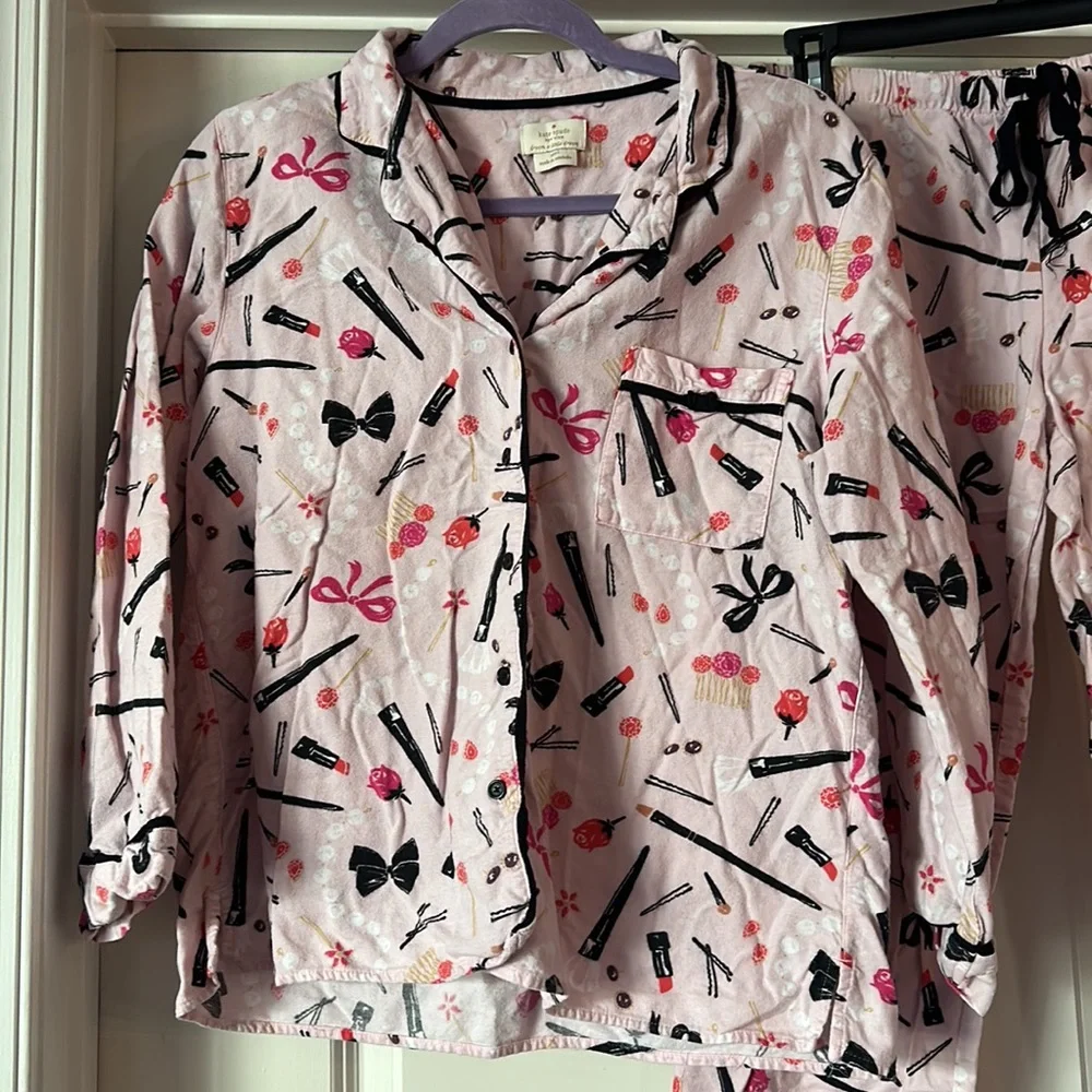 NEW Kate Spade Make Up Flannel PJ Set - Size Large